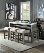 Poitou 4-Piece Marble Counter-Height Dining Set - Grey Oak