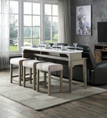 Poitou 4-Piece Marble Counter-Height Dining Set - Rustic Oak