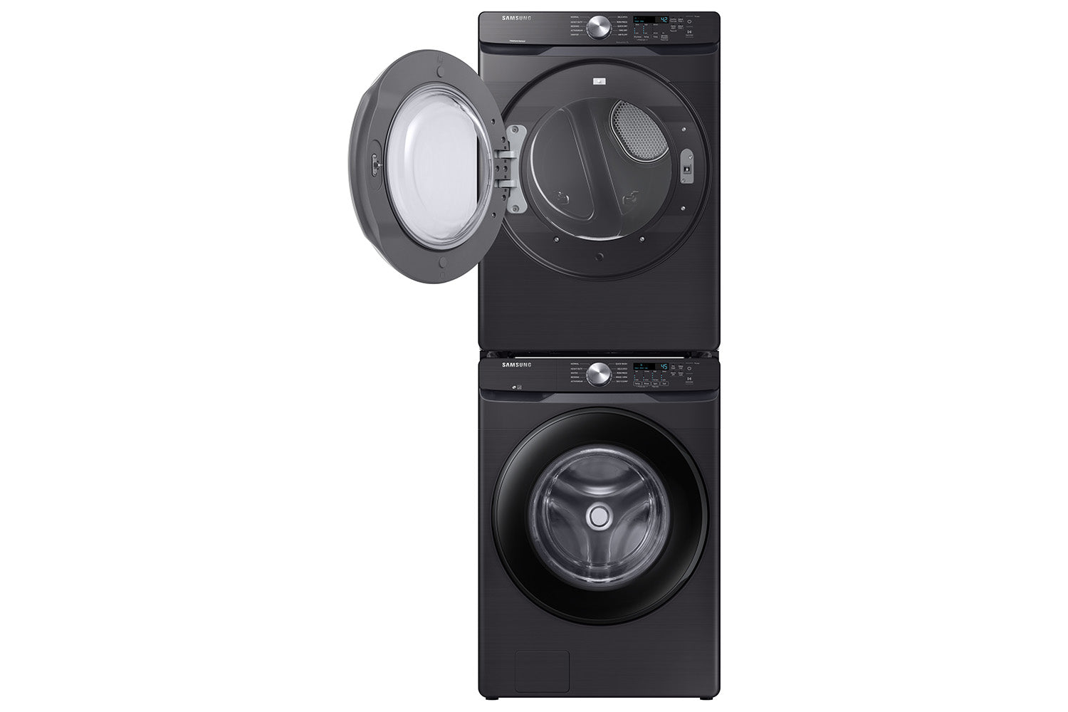 Samsung Black Stainless Steel Front-Load Washer (5.2 cu. ft.) & Black Stainless Steel Electric Dryer (7.5 cu. ft.) - WF45T6000AV/A5/DVE45T6005V/AC