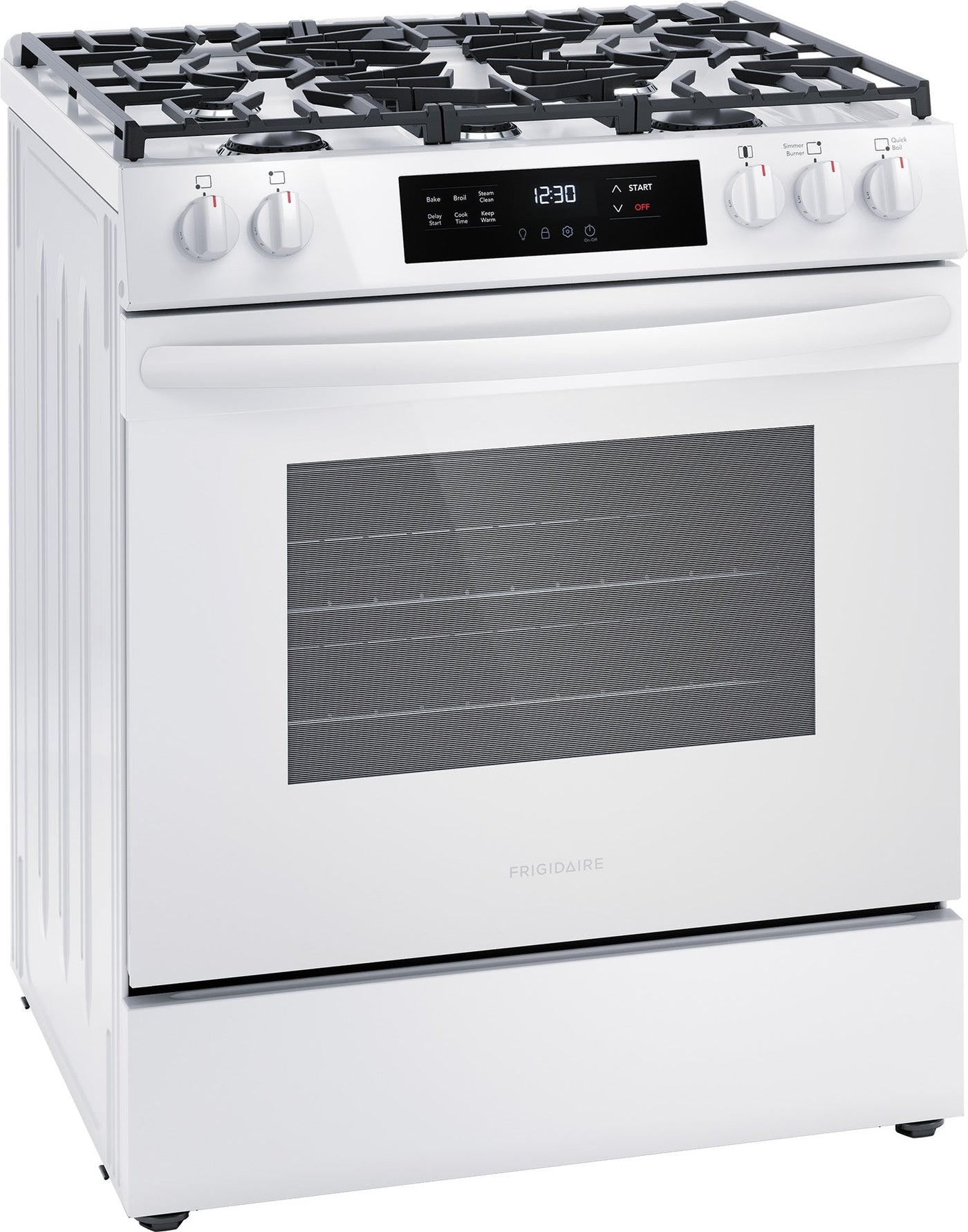 Frigidaire White 30'' Front Control Gas Range (5.1 Cu. Ft) - FCFG3062AW