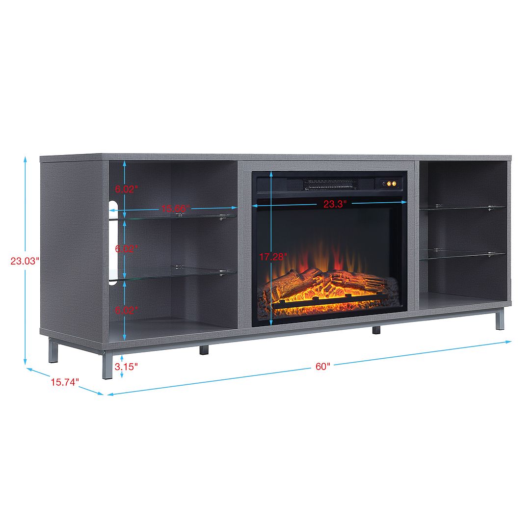 Sahl Fireplace - Grey