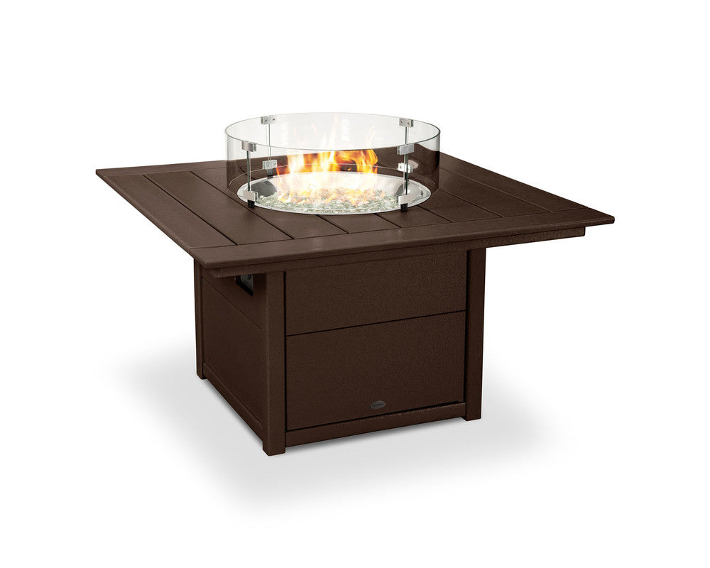 POLYWOODÂ® Square 42" Fire Pit Table - Mahogany