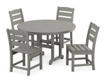 POLYWOODÂ® Lakeside 5-Piece Round Farmhouse Side Chair Dining Set - Slate Grey