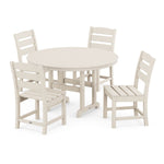 POLYWOODÂ® Lakeside 5-Piece Round Farmhouse Side Chair Dining Set - Sand