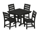 POLYWOODÂ® Lakeside 5-Piece Farmhouse Trestle Side Chair Dining Set - Black