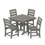POLYWOODÂ® Lakeside 5-Piece Farmhouse Trestle Side Chair Dining Set - Slate Grey