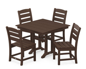 POLYWOODÂ® Lakeside 5-Piece Farmhouse Trestle Side Chair Dining Set - Mahogany