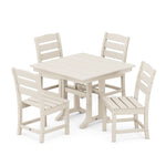 POLYWOODÂ® Lakeside 5-Piece Farmhouse Trestle Side Chair Dining Set - Sand