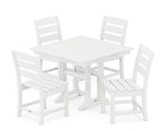 POLYWOODÂ® Lakeside 5-Piece Farmhouse Trestle Side Chair Dining Set - White