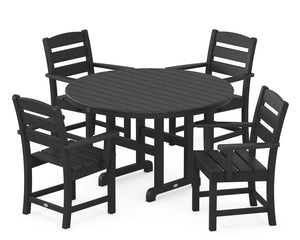 POLYWOODÂ® Lakeside 5-Piece Round Farmhouse Dining Set - Black