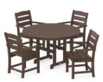 POLYWOODÂ® Lakeside 5-Piece Round Farmhouse Dining Set - Mahogany