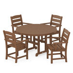 POLYWOODÂ® Lakeside 5-Piece Round Farmhouse Dining Set - Teak