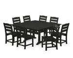 POLYWOODÂ® Lakeside 9-Piece Farmhouse Trestle Dining Set - Black