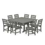 POLYWOODÂ® Lakeside 9-Piece Farmhouse Trestle Dining Set - Slate Grey