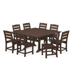POLYWOODÂ® Lakeside 9-Piece Farmhouse Trestle Dining Set - Mahogany