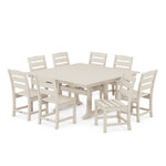 POLYWOODÂ® Lakeside 9-Piece Farmhouse Trestle Dining Set - Sand