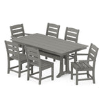 POLYWOODÂ® Lakeside 7-Piece Farmhouse Trestle Dining Set - Slate Grey
