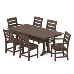 POLYWOODÂ® Lakeside 7-Piece Farmhouse Trestle Dining Set - Mahogany