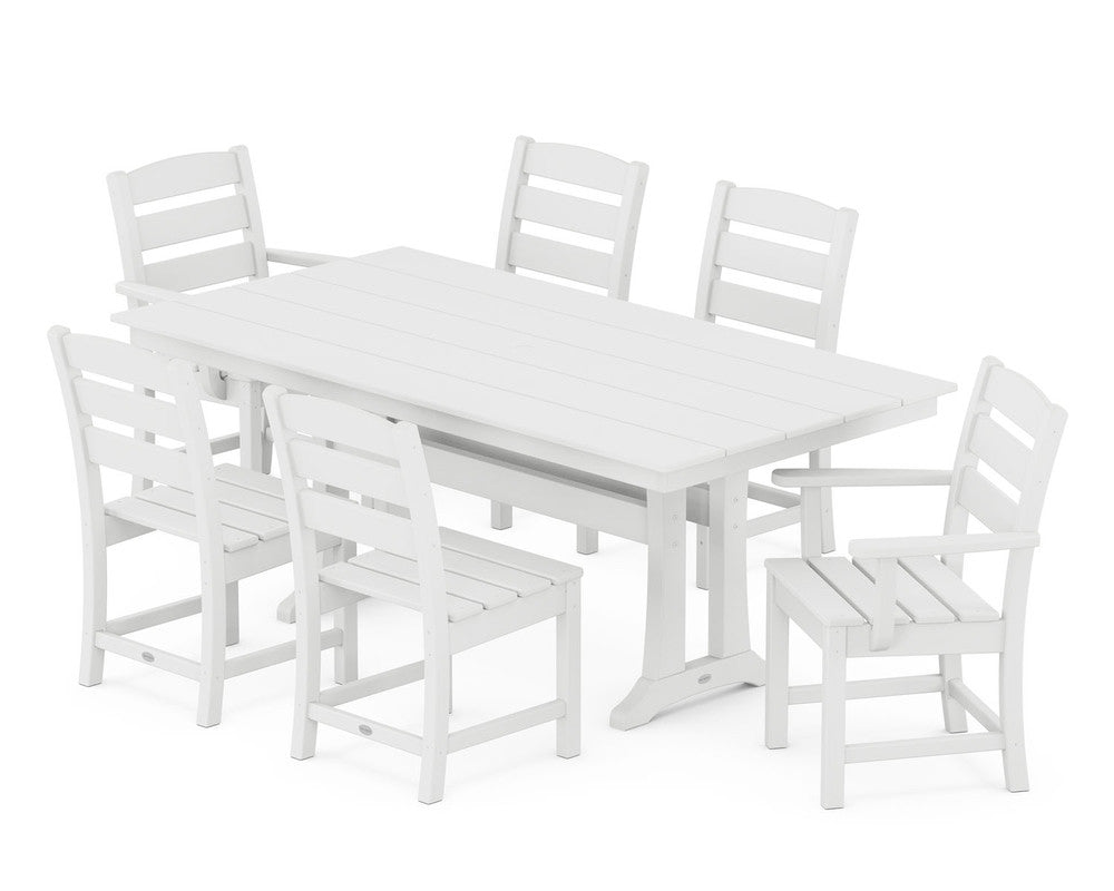 POLYWOODÂ® Lakeside 7-Piece Farmhouse Trestle Dining Set - White