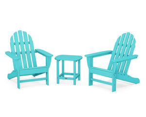 POLYWOODÂ® Classic Adirondack 3-Piece Set with South Beach 18" Side Table - Aruba