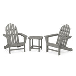 POLYWOODÂ® Classic Adirondack 3-Piece Set with South Beach 18" Side Table - Slate Grey