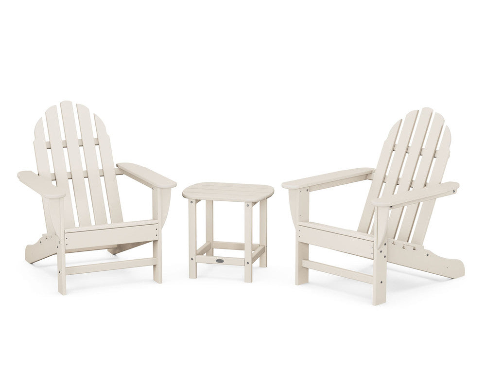 POLYWOODÂ® Classic Adirondack 3-Piece Set with South Beach 18" Side Table - Sand