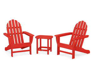 POLYWOODÂ® Classic Adirondack 3-Piece Set with South Beach 18" Side Table - Sunset Red