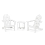 POLYWOODÂ® Classic Adirondack 3-Piece Set with South Beach 18" Side Table - White