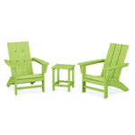 POLYWOODÂ® Modern 3-Piece Adirondack Set with Long Island 18" Side Table - Lime