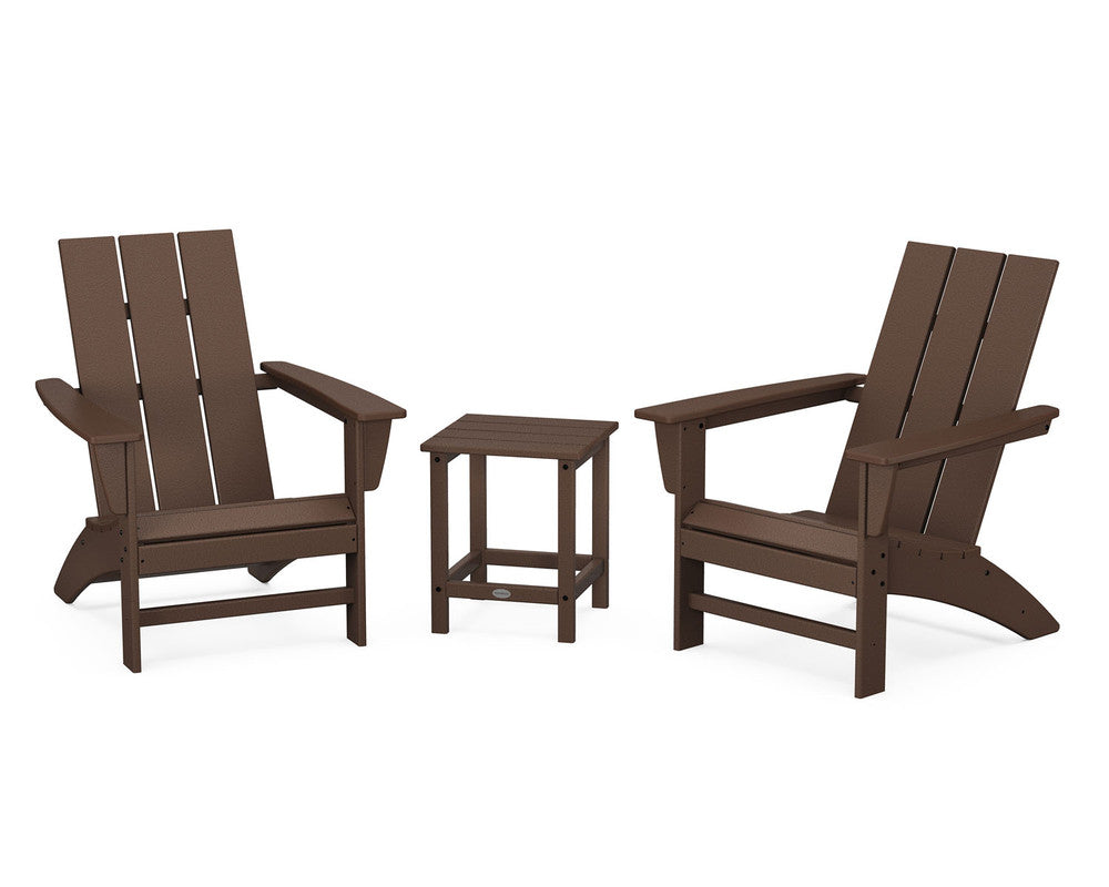 POLYWOODÂ® Modern 3-Piece Adirondack Set with Long Island 18" Side Table - Mahogany