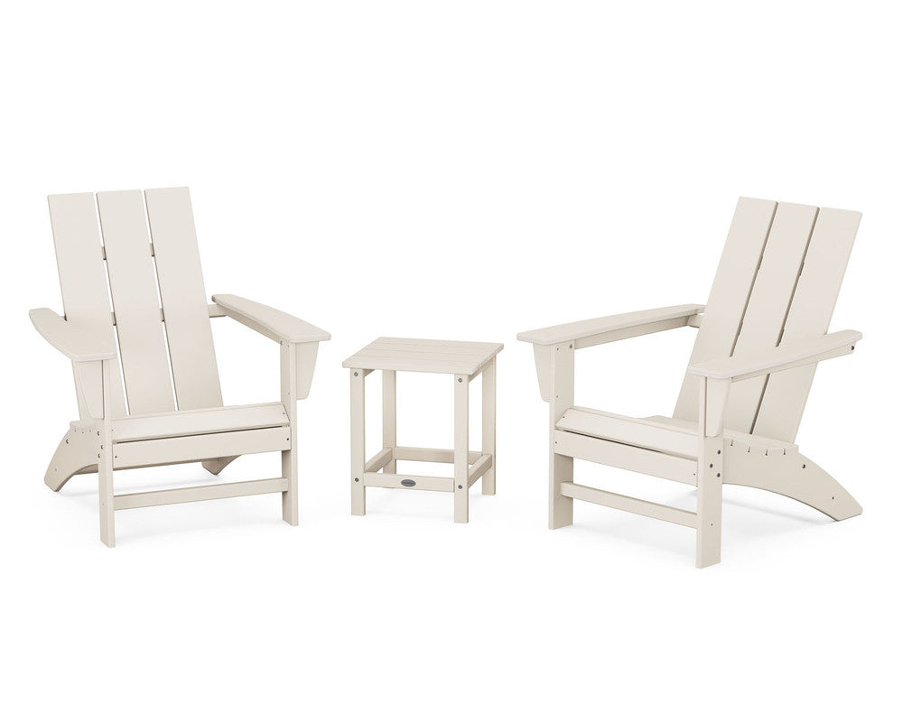POLYWOODÂ® Modern 3-Piece Adirondack Set with Long Island 18" Side Table - Sand