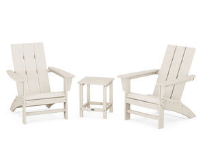 POLYWOODÂ® Modern 3-Piece Adirondack Set with Long Island 18" Side Table - Sand