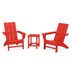 POLYWOODÂ® Modern 3-Piece Adirondack Set with Long Island 18" Side Table - Sunset Red