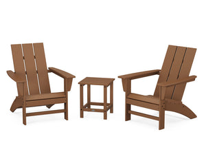 POLYWOODÂ® Modern 3-Piece Adirondack Set with Long Island 18" Side Table - Teak