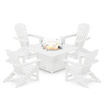 POLYWOODÂ® Palm Coast 5-Piece Adirondack Chair Conversation Set with Fire Pit Table - White