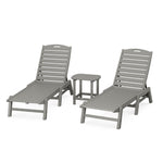 POLYWOODÂ® Nautical 3-Piece Chaise Lounge Set with South Beach 18" Side Table - Slate Grey