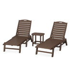POLYWOODÂ® Nautical 3-Piece Chaise Lounge Set with South Beach 18" Side Table - Mahogany