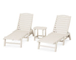 POLYWOODÂ® Nautical 3-Piece Chaise Lounge Set with South Beach 18" Side Table - Sand