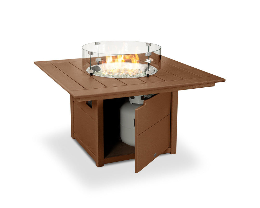 POLYWOODÂ® Square 42" Fire Pit Table - Teak