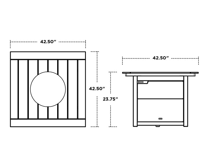 POLYWOODÂ® Square 42" Fire Pit Table - Mahogany