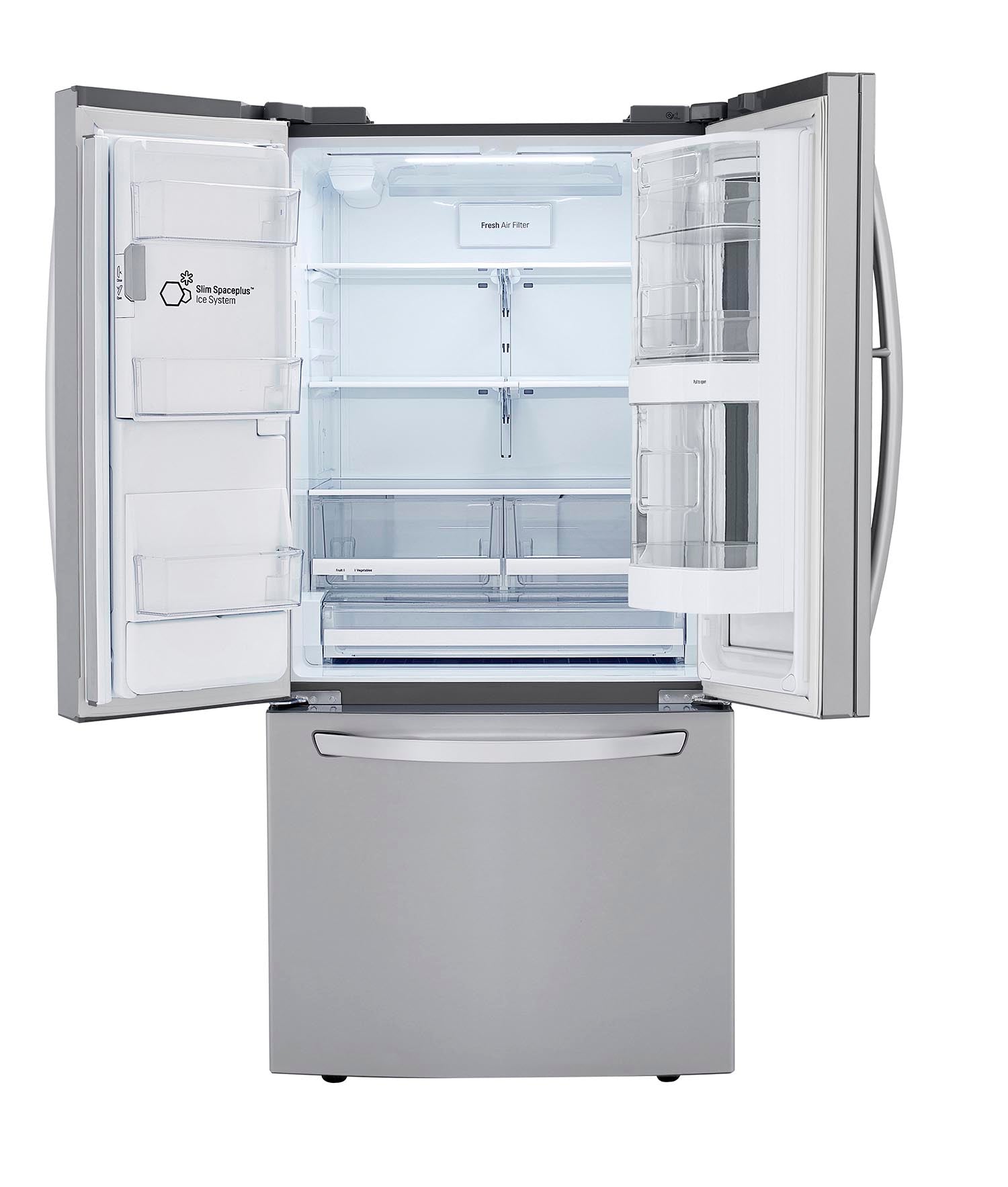 LG Smudge-Proof Stainless Steel 33" Standard Depth Instaview™ French Door Fridge with Craft Ice™(25 cu. ft) - LRFVS2503S