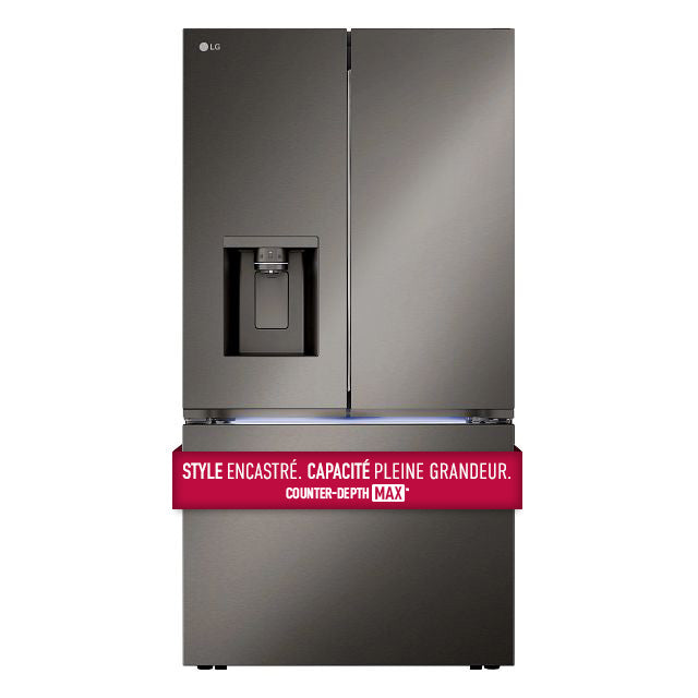 LG 26 cu. ft. Smart Counter-Depth MAX™ Black Stainless Steel French Door Refrigerator with Four Types of Ice - LRYXC2606D