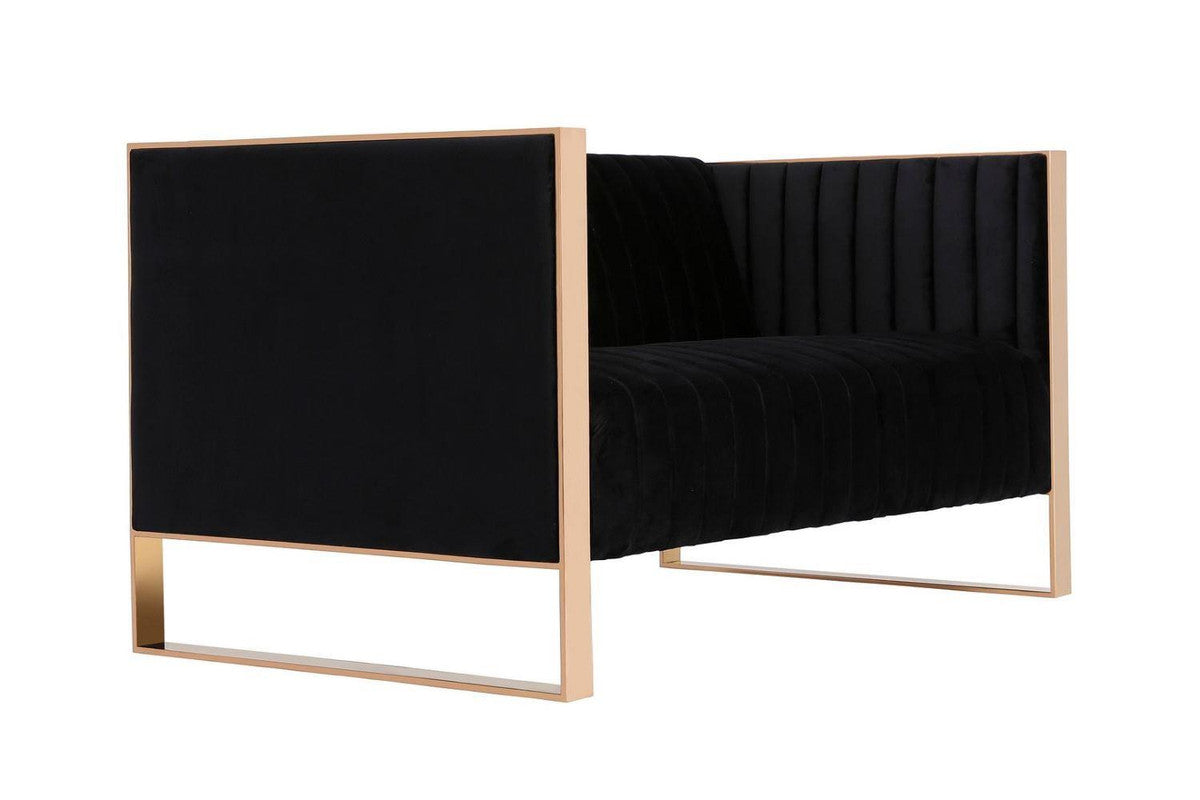 Adulis Velvet Loveseat - Black