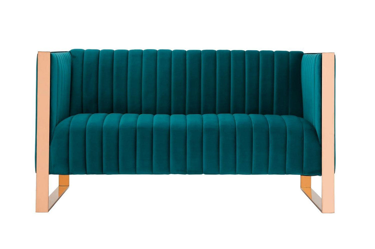 Adulis Velvet Loveseat - Aqua Blue