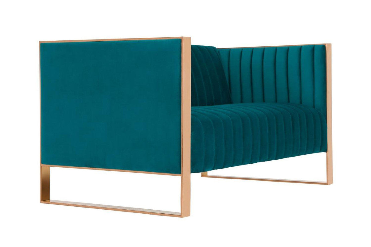 Adulis Velvet Loveseat - Aqua Blue