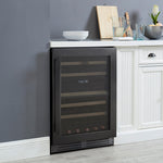 Marathon 24" Black Steel Dual Zone Undercounter Wine Cellar (5.4 cu. ft.) - MWC56-DBLS