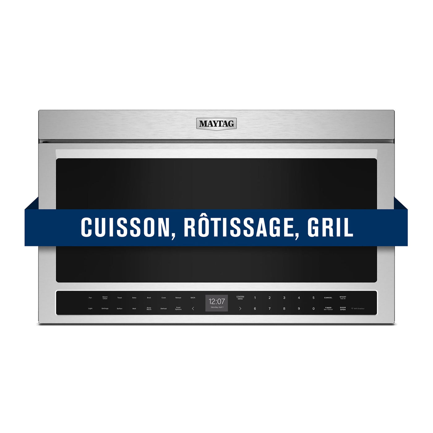 Maytag Four micro-ondes 1,1 pi cu avec hotte intégrée acier inoxydable résistant aux traces de doigts YMMMF8030PZ--