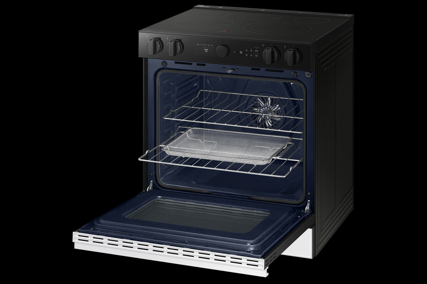 Samsung BESPOKE White Glass 30" True Convection Slide In Range with Oven Camera (6.3cu.ft.) - NSE6DB870012AC