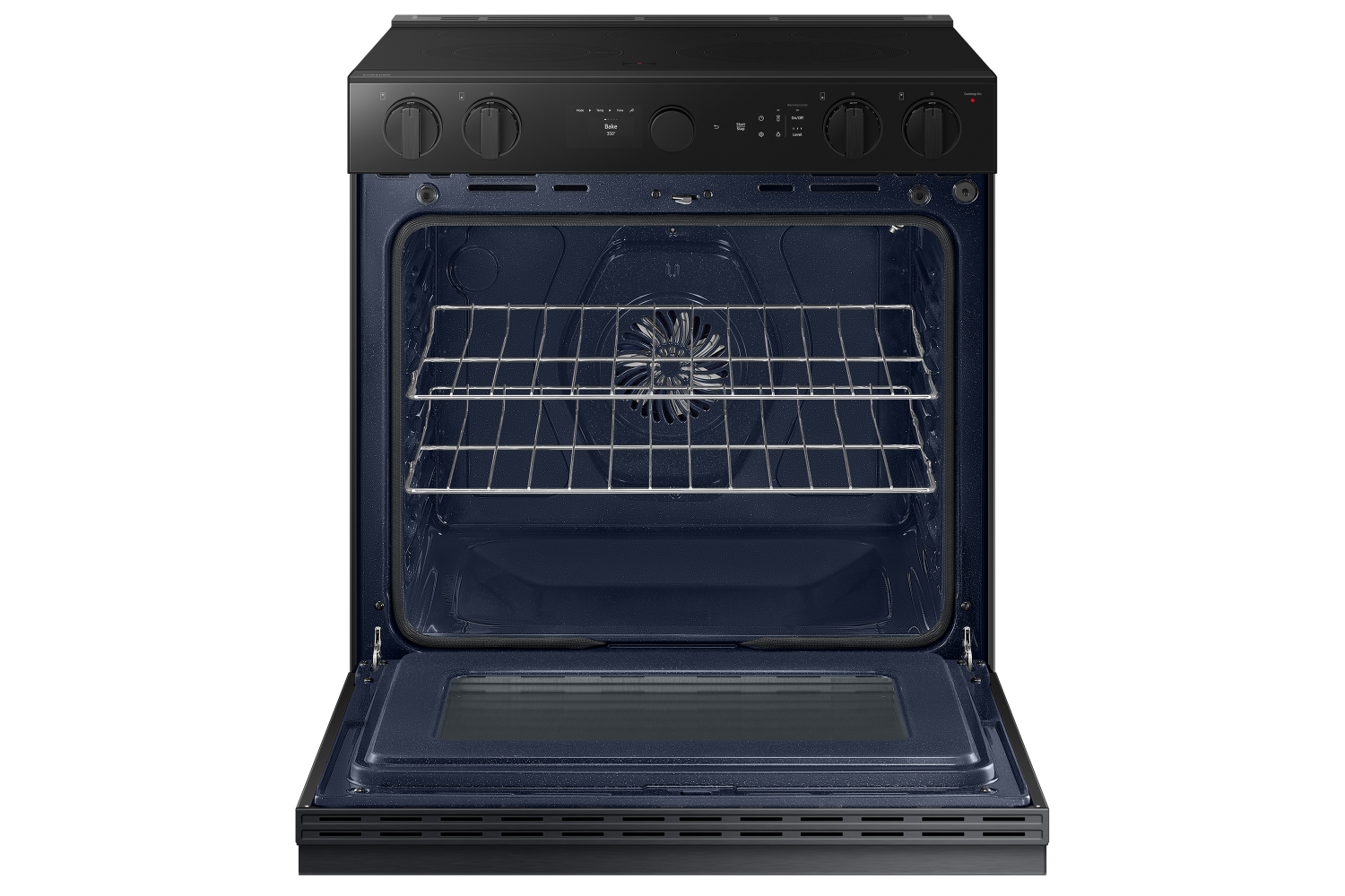 Samsung BESPOKE Matte Black Steel 30" True Convection Slide In Range with Air Sous Vide & Air Fry (6.3cu.ft.) - NSE6DG8500MTAC