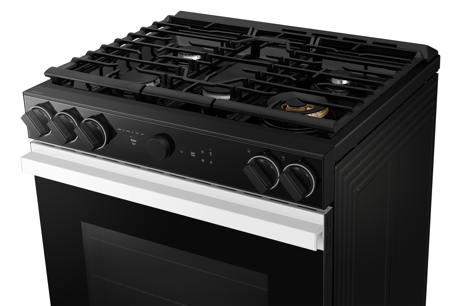 Samsung BESPOKE White Glass 30" Gas True Convection Slide in Range with Oven Camera (6.0cu.ft) - NSG6DB870012AA